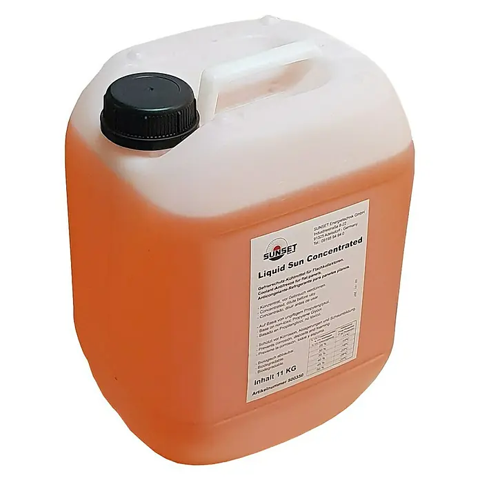 Sunset Solar-Frostschutzmittel - Frostbeständig: Bis -28 °C, 11 l - Kanister mit Liquid Sun Concentrated, Frostschutz-Kühlmittel für Flachkollektoren, schützt vor Korrosion und Ablagerungen, biologisch abbaubar.