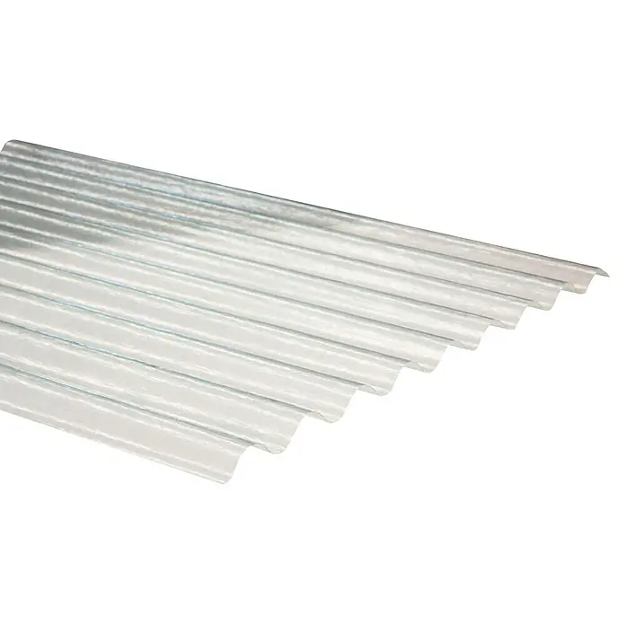 Lámina corrugada Minionda - 250 cm x 110 cm x 0,8 mm, Natural - Primer plano de una lámina de plástico transparente y corrugado, ideal para techos o revestimientos donde se desea la transmisión de luz.