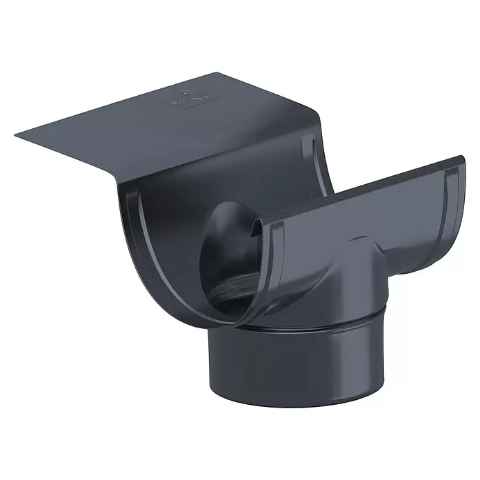 Sarei Piccolo Ablauf-Set - Nennweite: 80 mm, Aluminium, Anthrazit, Rund - Dunkelgrauer Kunststoff-Regenrinnenablauf für Entwässerungssysteme.