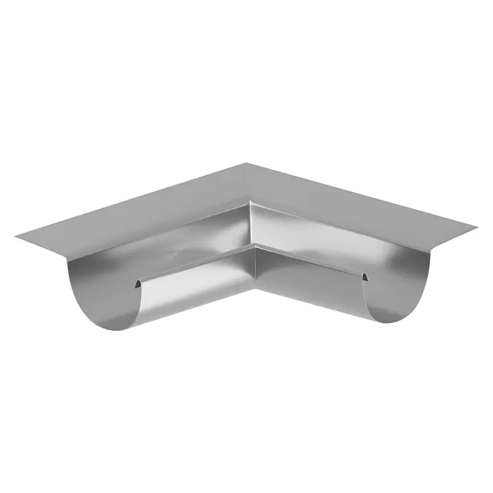 Sarei Piccolo Rinnenwinkel - Nennweite: 80 mm, Innenecke, Aluminium, Silber - Silbernes Dachrinnen-Eckstück aus Metall zur Verbindung von Regenrinnenabschnitten.