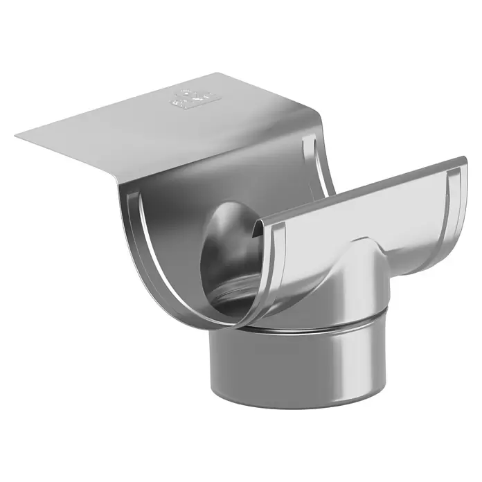 Sarei Piccolo Ablauf-Set - Nennweite: 80 mm, Aluminium, Silber, Rund - Glänzender silberner Regenrinnenablauf aus Metall.