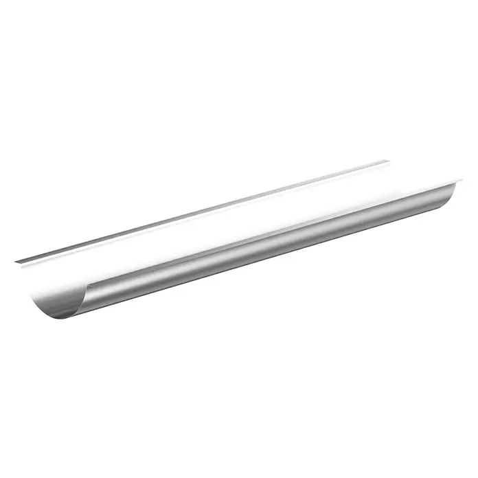 Sarei Rundprofil - Länge: 125 cm, Aluminium, Silber - Silberne halbrunde Regenrinne mit weißer Innenseite.