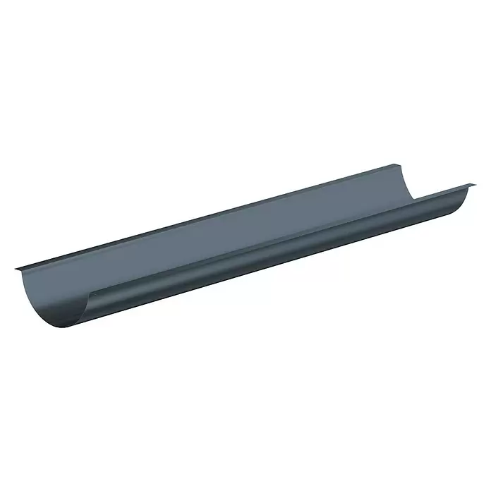 Sarei Rundprofil - Länge: 125 cm, Aluminium, Anthrazit - Langes, graues Regenrinnenstück mit halbrundem Profil.