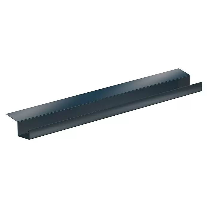 Sarei Kastendachrinne Profil - Nennweite: 70 mm, Länge: 125 cm, Aluminium, Anthrazit - Dunkelblaues Metall-Kanalprofil.