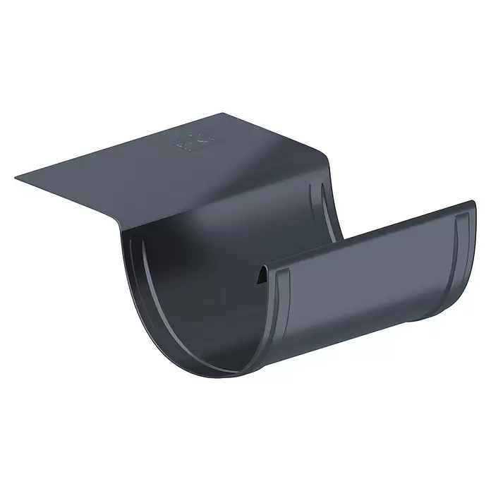 Sarei Piccolo Ablauf-Set - Nennweite: 80 mm, Aluminium, Anthrazit, Rund - Dunkelgraues halbrundes Regenrinnenteil.