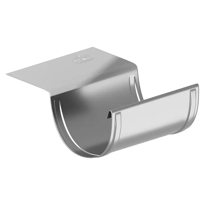 Sarei Piccolo Ablauf-Set - Nennweite: 80 mm, Aluminium, Silber, Rund - Silberner metallischer Dachrinnenhalter, U-förmig, für halbrunde Dachrinnen.