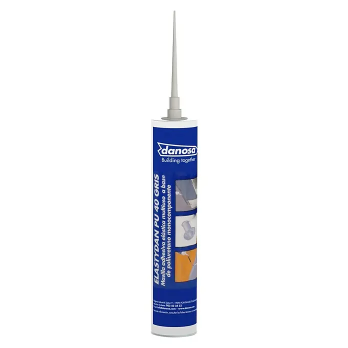 Danosa Masilla elástica Elastydan PU 40 - 300 ml - Cartucho de sellador Elastydan PU 40 GRIS de Danosa, un sellador de poliuretano elástico monocomponente para múltiples aplicaciones.