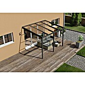 Terrassenüberdachung Special Edition mit Schiebedach (L x T: 400 x 350 cm, Verbundsicherheitsglas VSG, Anthrazitgrau, Klar)