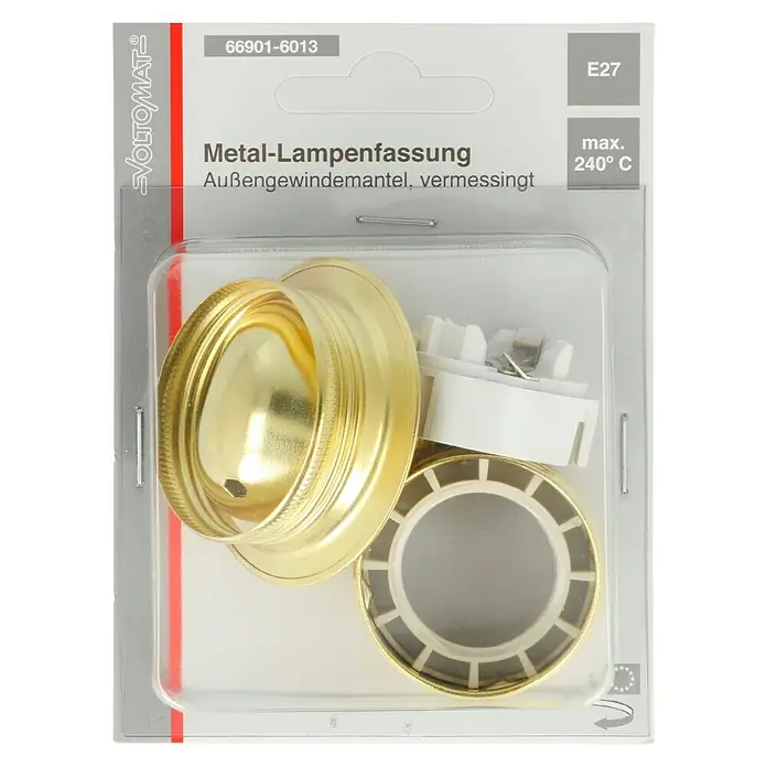 Voltomat Lampenfassung mit Außengewindemantel - E27, Metall, Vermessingt, Max. Anschlussleistung: 60 W, Messing - Lampenfassung aus Metall mit Außengewindemantel, vermessingt. Ideal für die Beleuchtung.