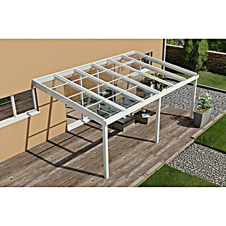 Terrassenüberdachung Special Edition mit Schiebedach (L x T: 600 x 350, Verbundsicherheitsglas (VSG), Verkehrsweiß, Klar)