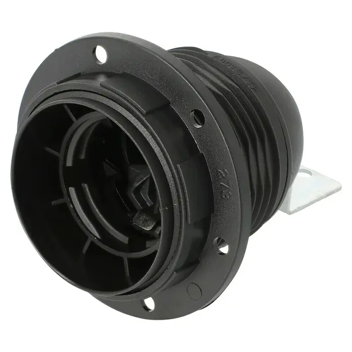 Voltomat Winkel-Lampenfassung mit Außengewindemantel - E27, Schwarz, Thermoplast, Max. Anschlussleistung: 60 W - Schwarzer Marine-Kraftstofftankdeckel mit Halterung, ideal für Bootsanwendungen. Robuste Konstruktion für sicheren Halt.