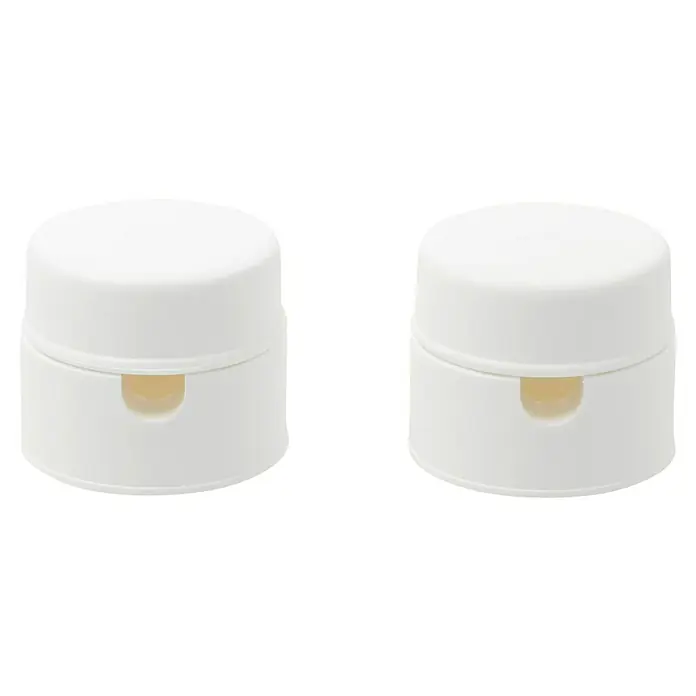 Lampen-Distanzaufhänger - Ø x H: 30 x 25 mm, Weiß, Kunststoff, 2 Stk. - Zwei weiße Kosmetikbehälter mit rundem Deckel und Aussparung zur einfachen Entnahme des Produkts. Ideal für Cremes und Lotions.