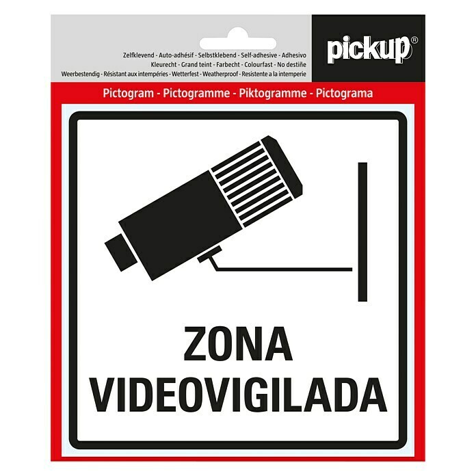 Pickup Etiqueta adhesiva (Motivo: Zona videovigilada, Blanco)