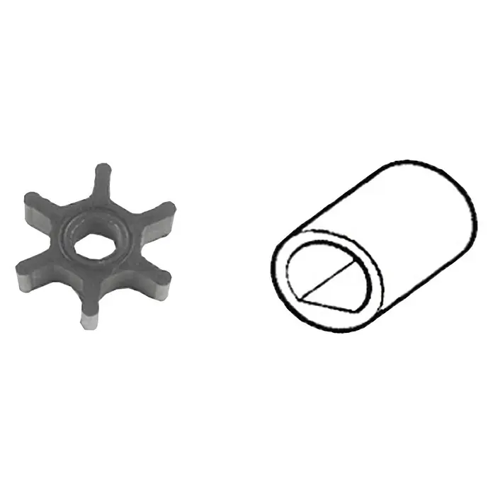 CEF Impeller 500113 - Ø x L: 31,3 x 11,9 mm, Wellendurchmesser: 8,05 mm - Das Bild zeigt eine Impellerpumpe und ein Rohr, die als Ersatzteile für Boote oder andere Wasserfahrzeuge verwendet werden können.