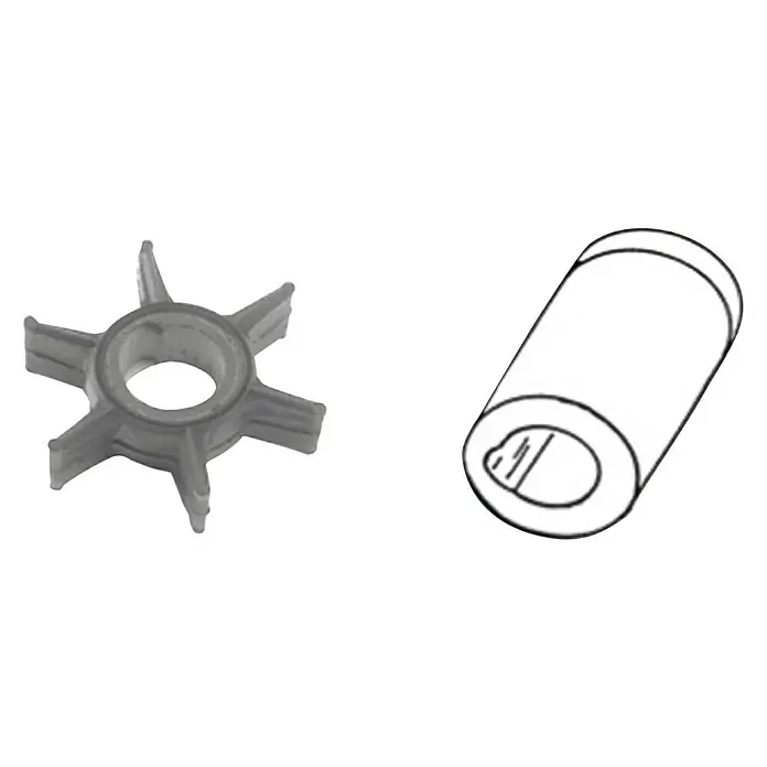 CEF Impeller 500370 C - Ø x L: 51 x 19 mm, Wellendurchmesser: 16 mm - Eine graue Impellerpumpe mit sechs Flügeln und ein zylindrisches Gehäuse.