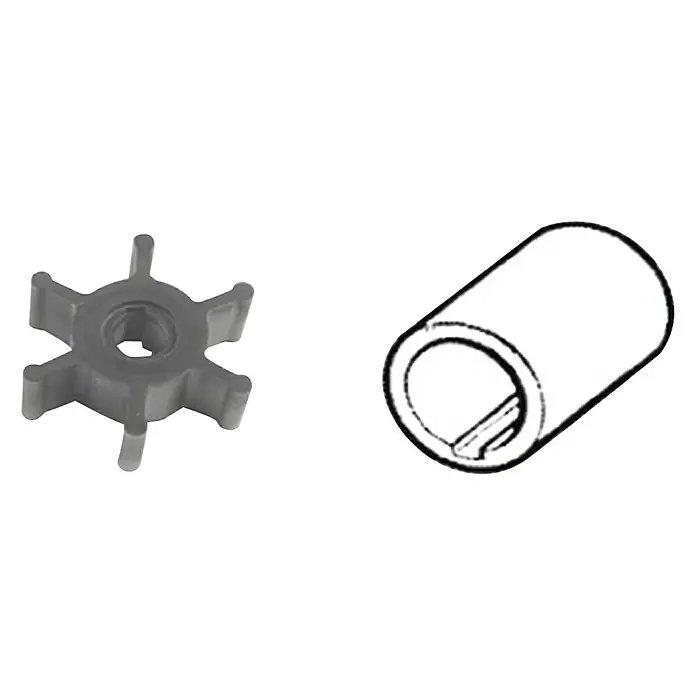 CEF Impeller 500127 - Ø x L: 50,8 x 22,1 mm, Wellendurchmesser: 10 mm - Darstellung eines Impellers und einer Buchse. Das Bild zeigt ein Ersatzteil.