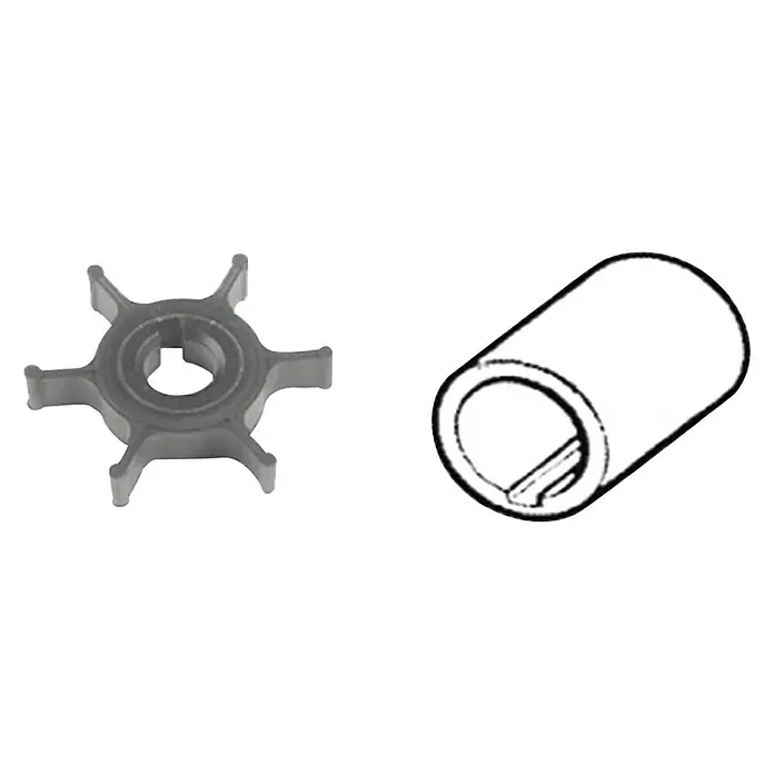 CEF Impeller 500324 - Ø x L: 47,5 x 13,7 mm, Wellendurchmesser: 11,15 mm - Ein graues Impellerrad mit sechs Flügeln und eine weiße Buchse für Marineanwendungen.