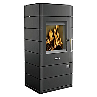 Justus Kaminofen Tova (6 kW, Raumheizvermögen: 115 m³, Material Verkleidung: Stahl, Schwarz)