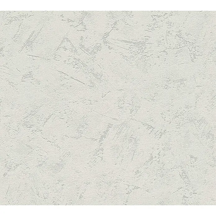 Vliestapete - Hellgrau, Uni, 10,05 x 0,53 m, Spachtelstruktur - Nahaufnahme einer weißen, strukturierten Tapete, die eine subtile, elegante Textur für moderne Innenräume bietet.