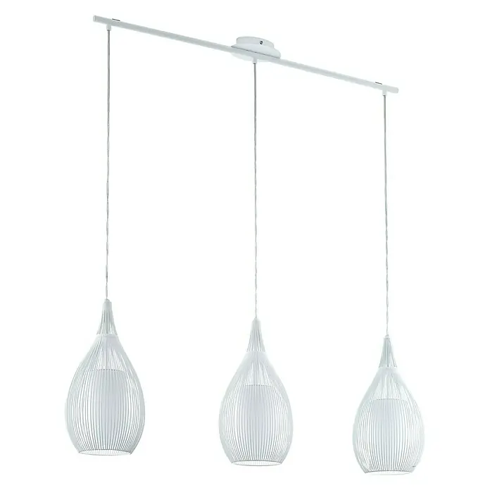 Eglo Pendelleuchte Razoni - 180 W, L x B x H: 99 x 19 x 110 cm, Weiß, E27, 3 Stk. - Elegante Pendelleuchte mit drei tropfenförmigen Schirmen. Die weiße Lampe sorgt für stilvolle Beleuchtung und ist ein Blickfang im Raum.
