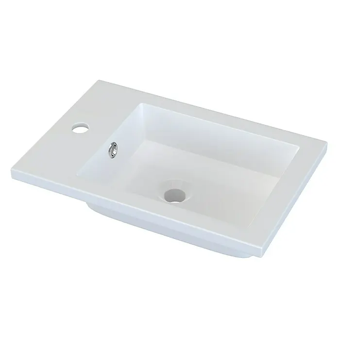 Camargue Espacio Einbauwaschbecken Guest - 50 x 33,5 cm, Weiß - Ein Waschbecken aus Keramik in Weiß mit rechteckiger Form und modernem Design. Ideal für jedes Badezimmer.