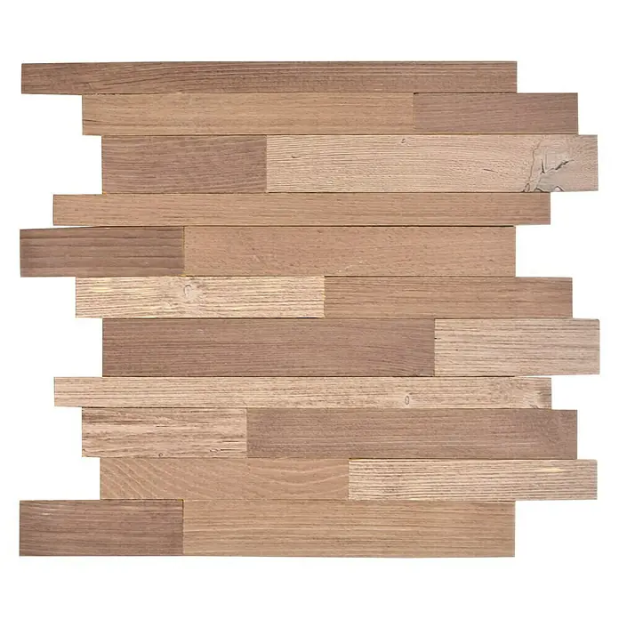 Selbstklebemosaik Woodland SWM PW1 - 30 x 30 cm, Braun/Beige, Matt - Paneel aus hellem Holz mit horizontalen Streifen. Die Textur und Farbe des Holzes verleihen jedem Raum Wärme und natürliche Schönheit.