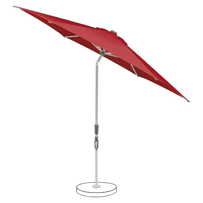 Suncomfort Marktschirm rund Slide - Aurora Rot, Durchmesser Bespannung: 300 cm - Roter Sonnenschirm mit silberfarbenem Ständer. Der ideale Schattenspender für sonnige Tage auf der Terrasse oder im Garten.
