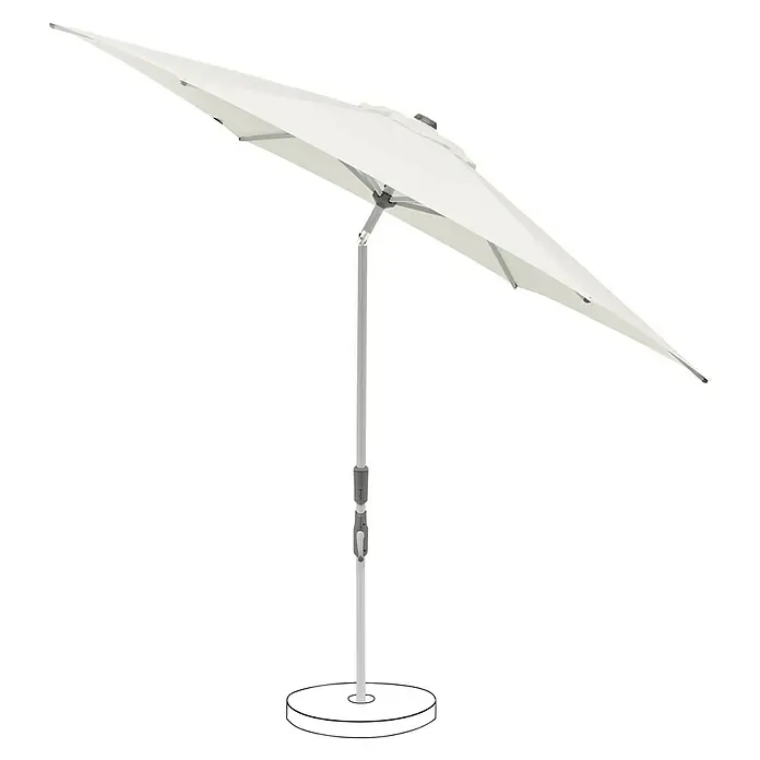 Suncomfort Marktschirm rund Slide - Sandweiß, Durchmesser Bespannung: 300 cm - Ein eleganter, cremefarbener Sonnenschirm mit einem robusten Ständer, ideal für sonnige Tage im Freien. Der Schirm bietet Schutz und stilvolles Design.