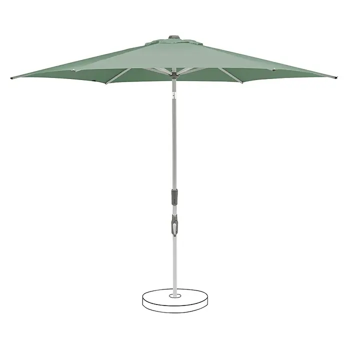 Suncomfort Marktschirm rund Slide - Frost-Grün, Durchmesser Bespannung: 300 cm - Eine grüne Sonnenschirm mit einem silbernen Ständer sorgt für Schatten und Schutz im Freien. Ideal für Garten, Terrasse oder Balkon.