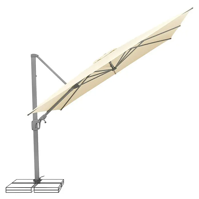 Suncomfort Ampelschirm Sunflex - Ecru, Bespannungsmaß (L x B): 300 x 300 cm - Der moderne Ampelschirm bietet optimalen Sonnenschutz für Garten oder Terrasse, mit robustem Gestell und hellem Schirmdach.