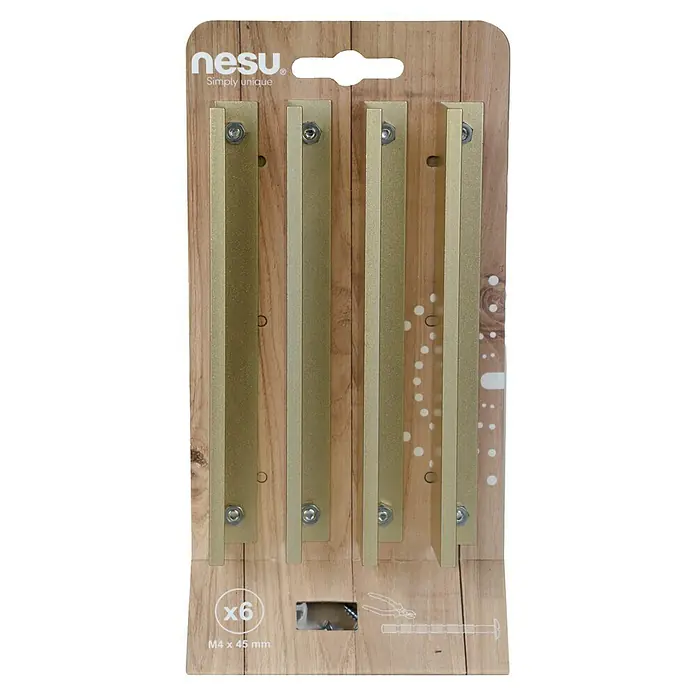 Nesu Tirador para muebles Zeno - Distancia entre orificios: 128 mm, Oro, 4 ud. - Paquete de seis tiradores para muebles Nesu en dorado. Perfecto para mejoras de muebles elegantes que buscan diseños sencillos y únicos.