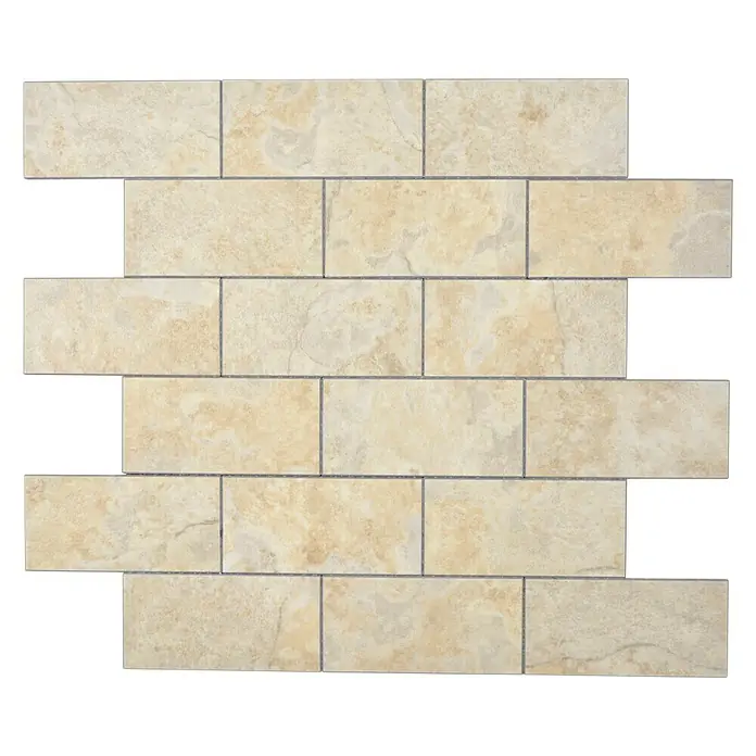 Selbstklebemosaik SAM 4SW14LB - 29,5 x 29 cm, Beige, Matt - Abbildung eines Mosaiks mit beigen Steinen, ideal für die Dekoration von Badezimmern und Küchen.