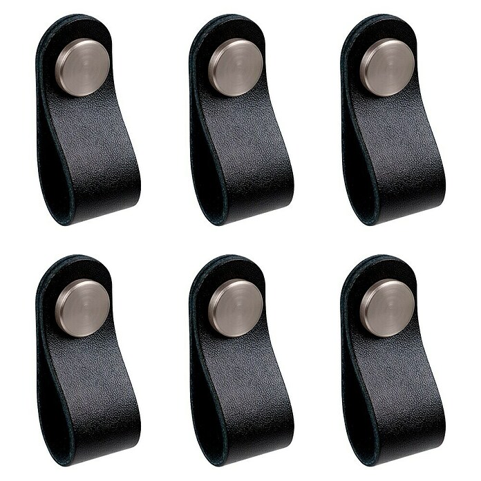 Nesu Pomo para muebles Piel (Negro, 6 ud.) | BAUHAUS