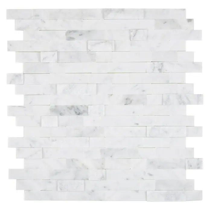 Selbstklebemosaik SAM 4NM22 - 30 x 27,5 cm, Weiß, Matt - Marmor-Wandfliese im Querformat. Die Mosaikfliese besteht aus weißen Marmorstücken mit grauen Akzenten und verleiht jedem Raum einen edlen Touch.