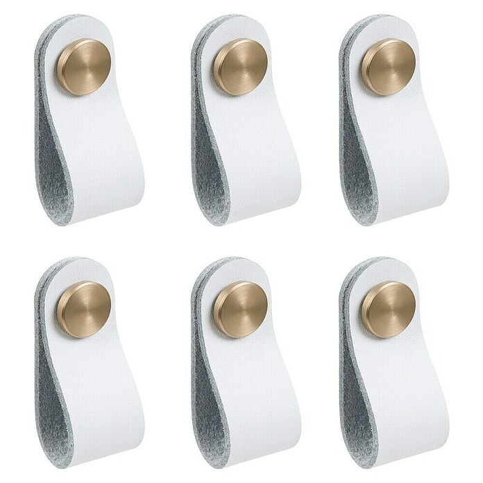 Nesu Pomo para muebles Piel (Blanco, 6 ud.) | BAUHAUS
