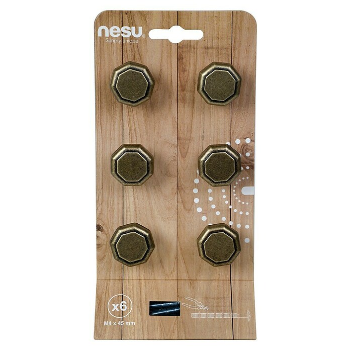 Nesu Pomo para muebles Plano (Ø x Al: 30 x 20 mm, Cuero viejo, 6 ud.) | BAUHAUS