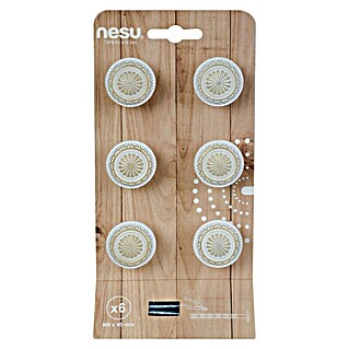Nesu Pomo para muebles (Diámetro: 34 mm, Blanco/Bronce, 6 ud.)