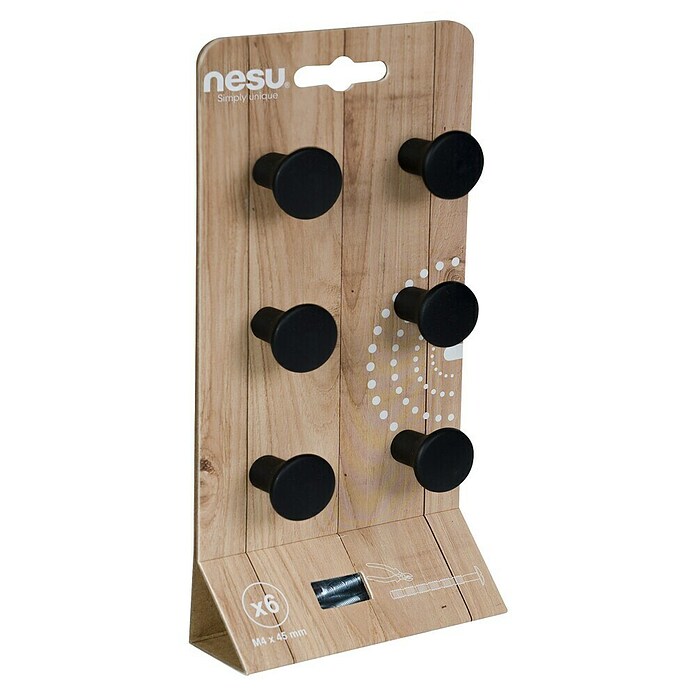 Nesu Pomo para muebles (Ø x Al: 22 x 20 mm, Tipo de tirador del mueble: Otros, Negro, 6 ud.) | BAUHAUS