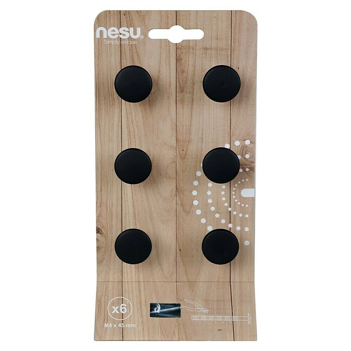 Nesu Pomo para muebles B6-02522 (Tipo de tirador del mueble: Botón, Ø x Al: 23 x 20 mm, Negro, 6 ud.) | BAUHAUS