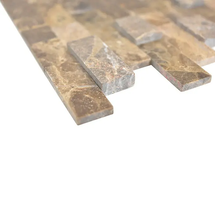 Selbstklebemosaik SAM 4NM52 - 30 x 27,5 cm, Braun, Matt - Nahaufnahme eines Mosaikfliesenmusters in Erdtönen. Ideal für stilvolle Wand- oder Bodenakzente.