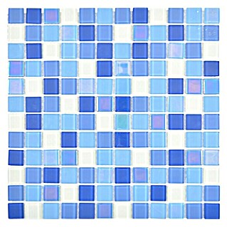 Mosaikfliese Quadrat Crystal CM 4SE8L (30 x 30 cm, Blau/Weiß, Glänzend)