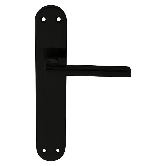 Micel Conjunto de picaporte 606 - Aluminio - Elegante manija de puerta negra con placa alargada y estrecha, perfecta para interiores modernos. Un diseño elegante para cualquier puerta.