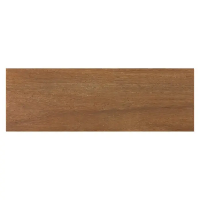 Wandfliese Spa Cuero Base - 30 x 90 cm, Braun, Matt - Nahaufnahme einer Holzoberfläche mit warmen Brauntönen und feiner Maserung. Ideal für rustikale Möbel oder Wandverkleidungen mit natürlichem Touch.