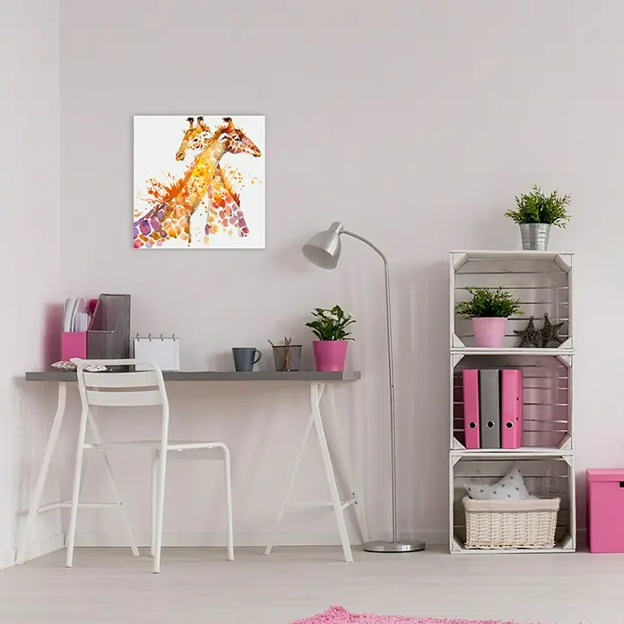 Póster Jirafa - Animales, An x Al: 30 x 30 cm - El moderno lienzo de jirafa con aspecto de acuarela es una elegante decoración de pared para cualquier habitación, añadiendo un toque artístico.