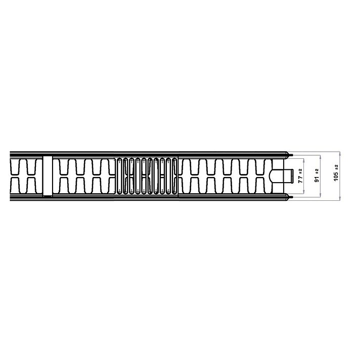 Universal-Flachheizkörper (B x H: 100 x 40 cm, 6-fach, Typ: DK-22, 1.117 W)