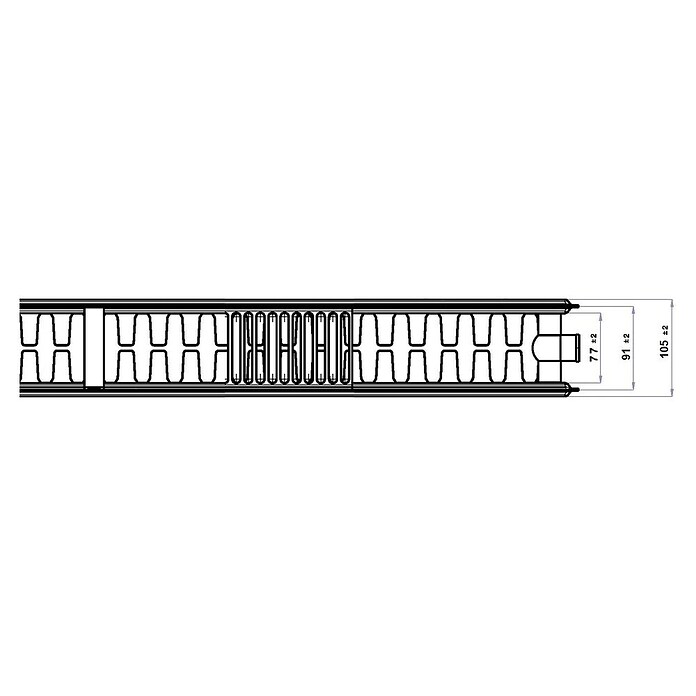Universal-Flachheizkörper (B x H: 90 x 50 cm, 6-fach, Typ: DK-22, 1.197 W)