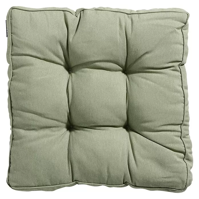 Madison Outdoor-Sitzkissen Florance Panama - Sage, 47 x 47 x 8 cm, Baumwoll-Polyester-Mischgewebe - Quadratisches hellgrünes getuftetes Sitzkissen.