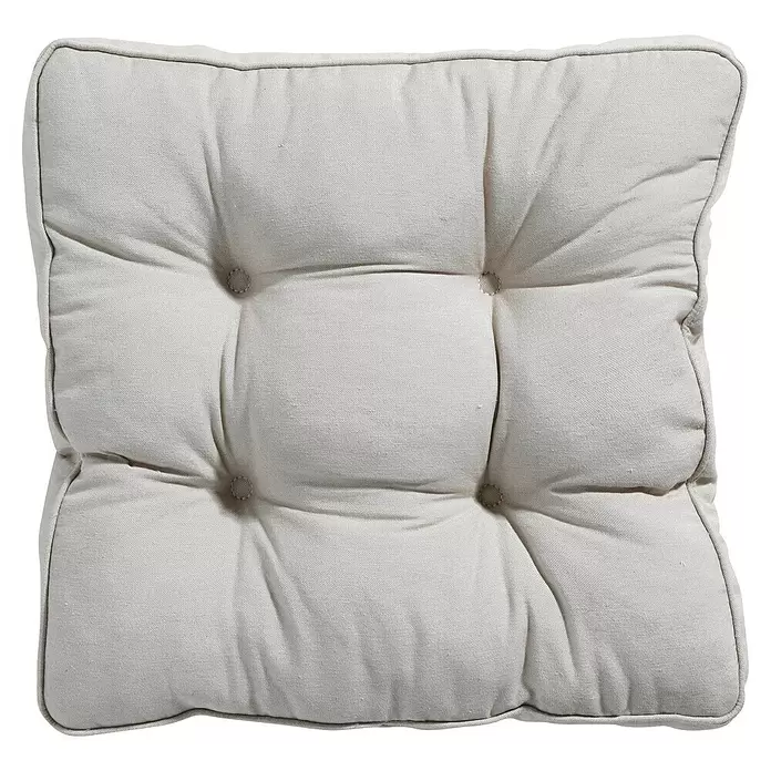 Madison Sitzkissen Florance Panama - 47 x 47 x 8 cm, Textil, Linnen - Hellbeiges, getuftetes Stoffkissen.