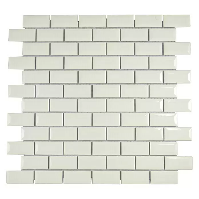 Mosaikfliese Brick Bond Diamond CBI 110 - 30 x 30 cm, Elfenbein, Glänzend - Ansicht von oben