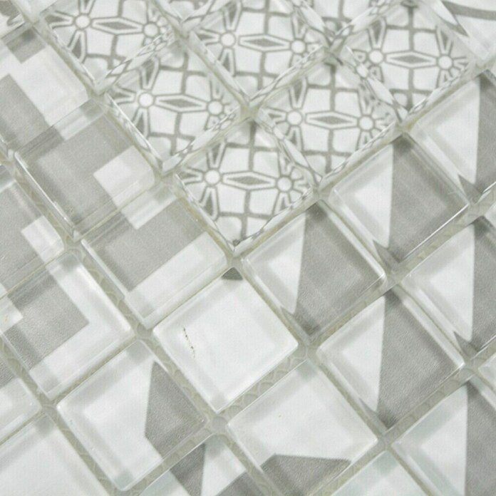 Mosaikfliese Quadrat Crystal XCM 8OP35 (30 x 30 cm, Grau, Glänzend)